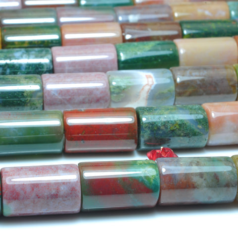 Natural Indian Agate smooth tube loose beads wholesale gemstone jewelry making 15"
