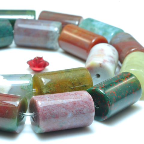 Natural Indian Agate smooth tube loose beads wholesale gemstone jewelry making 15"