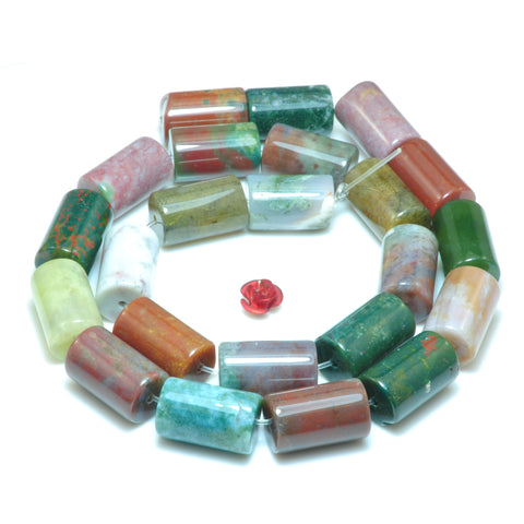 Natural Indian Agate smooth tube loose beads wholesale gemstone jewelry making 15"