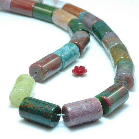 Natural Indian Agate smooth tube loose beads wholesale gemstone jewelry making 15"
