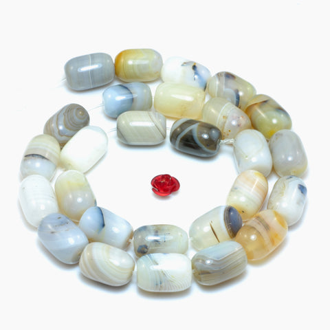 YesBeads Natural Ocean Chalcedony Dendritic Agate smooth barrel drum loose beads wholesale jewelry making