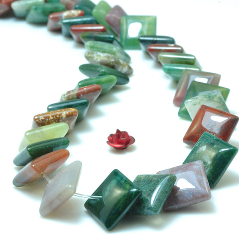 YesBeads Natural Indian Agate smooth square diagonal beads wholesale gemstone jewelry