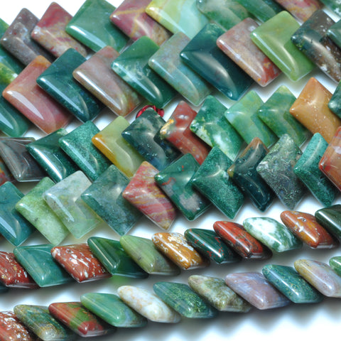 YesBeads Natural Indian Agate smooth square diagonal beads wholesale gemstone jewelry