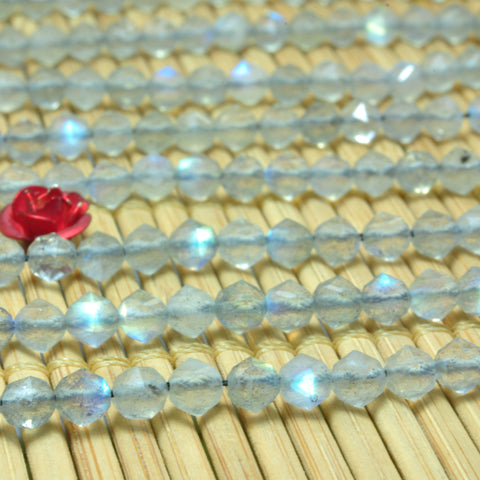 YesBeads Natural Labradorite diamond faceted round loose beads gray gemstone wholesale jewelry making 15"
