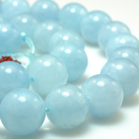 YesBeads Malaysia Jade smooth round loose beads blue jade gemstone wholesale jewelry making 15"