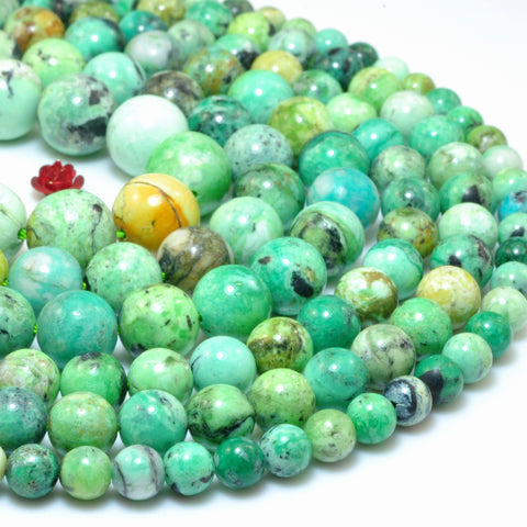 YesBeads Natural Variscite Mineral smooth round loose beads green stone wholesale gemstone jewelry making 15"