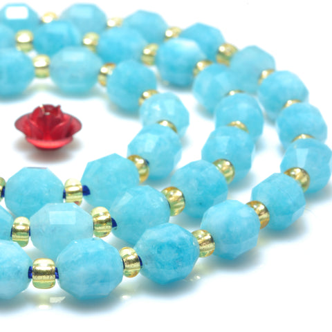 Malaysia Blue Jade faceted double terminated point beads wholesale gemstone jewelry making
