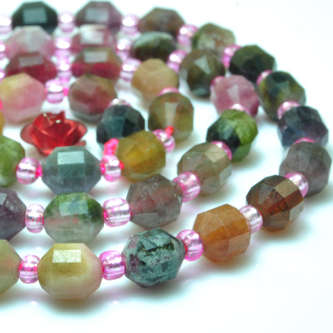 YesBeads Natural Watermelon Tourmaline faceted double terminated point beads wholesale gemstone jewelry making