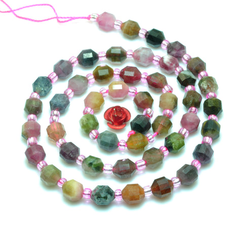 YesBeads Natural Watermelon Tourmaline faceted double terminated point beads wholesale gemstone jewelry making