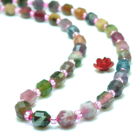 YesBeads Natural Watermelon Tourmaline faceted double terminated point beads wholesale gemstone jewelry making