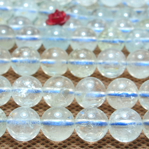 YesBeads Natural Topaz Crystal smooth round loose beads wholesale gemstone jewelry making 15"