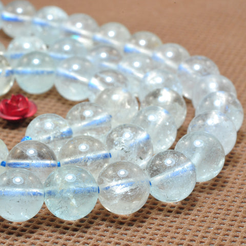 YesBeads Natural Topaz Crystal smooth round loose beads wholesale gemstone jewelry making 15"