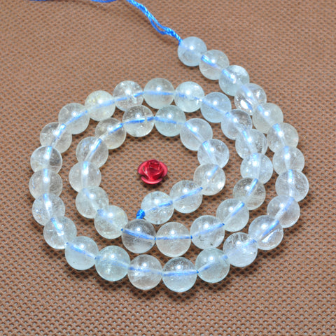 YesBeads Natural Topaz Crystal smooth round loose beads wholesale gemstone jewelry making 15"