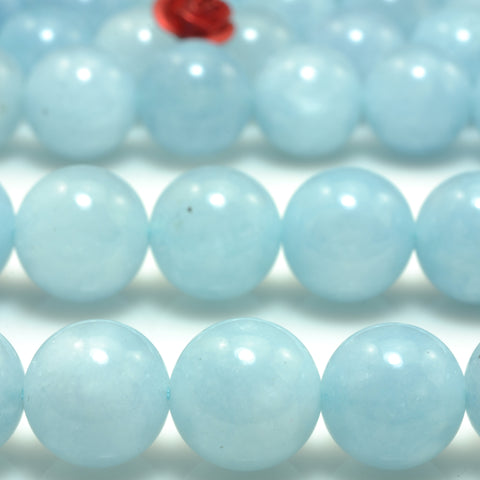 YesBeads Malaysia Jade smooth round loose beads blue jade gemstone wholesale jewelry making 15"