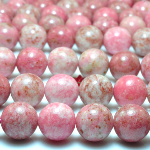 Natural Pink Thulite gemstone smooth round beads wholesale stone jewelry making bracelet necklace diy