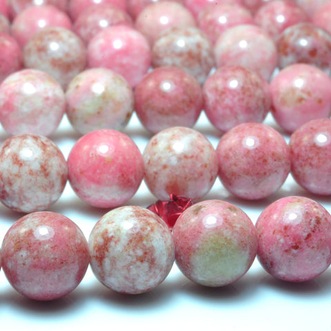 Natural Pink Thulite gemstone smooth round beads wholesale stone jewelry making bracelet necklace diy