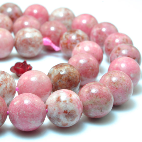 Natural Pink Thulite gemstone smooth round beads wholesale stone jewelry making bracelet necklace diy