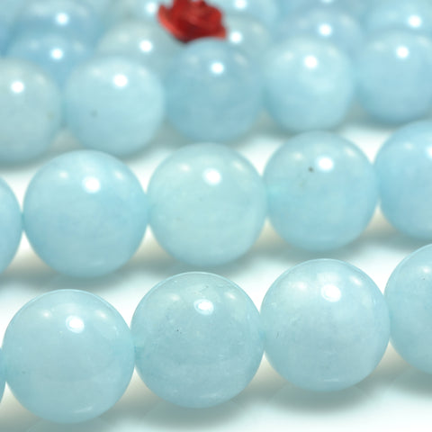YesBeads Malaysia Jade smooth round loose beads blue jade gemstone wholesale jewelry making 15"