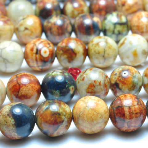 YesBeads Enamel Stone smooth round loose beads wholesale gemstone jewelry making 15"