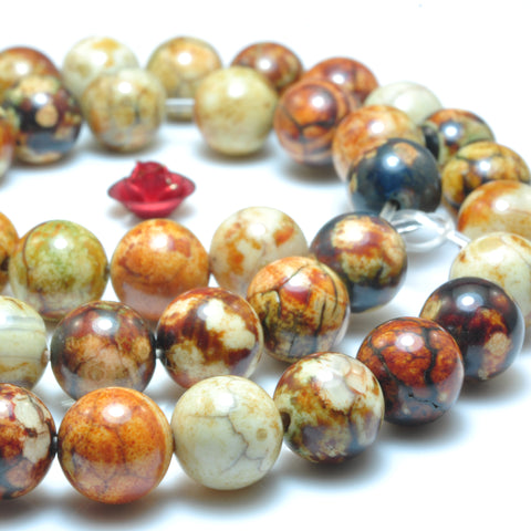 YesBeads Enamel Stone smooth round loose beads wholesale gemstone jewelry making 15"