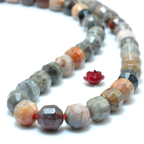 YesBeads Natural Fossil Coral Jasper faceted double terminated point beads wholesale gemstone jewelry making15"