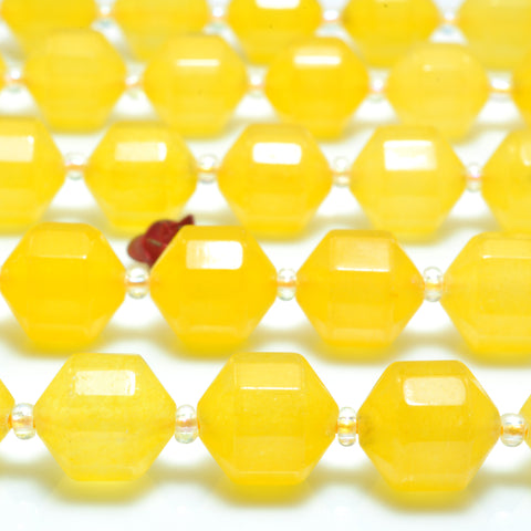 YesBeads Yellow Jade faceted double terminated point beads wholesale gemstone jewelry making 15"