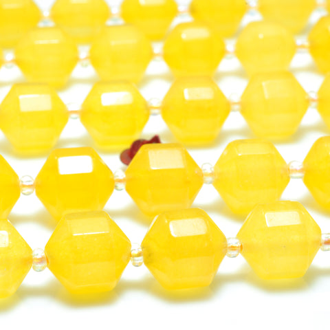 YesBeads Yellow Jade faceted double terminated point beads wholesale gemstone jewelry making 15"