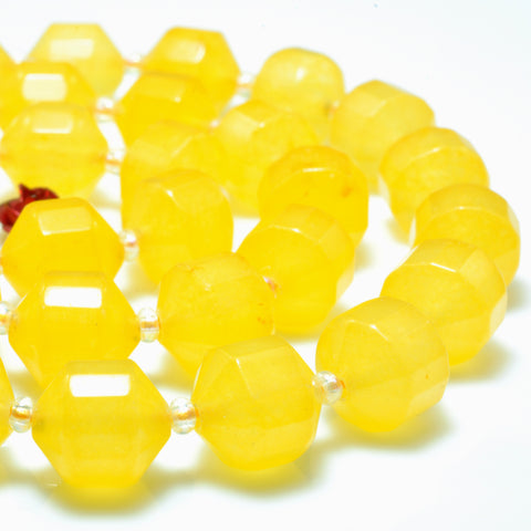 YesBeads Yellow Jade faceted double terminated point beads wholesale gemstone jewelry making 15"
