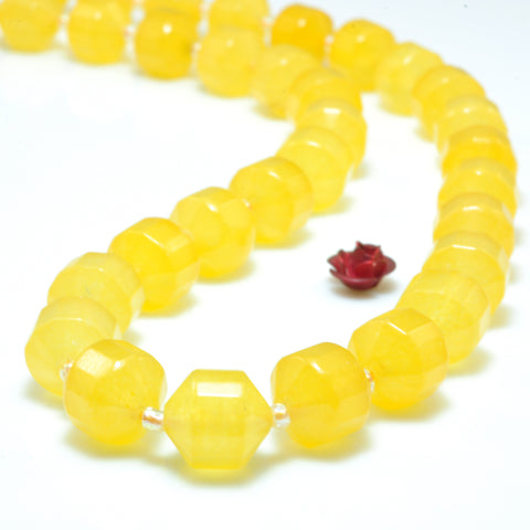YesBeads Yellow Jade faceted double terminated point beads wholesale gemstone jewelry making 15"