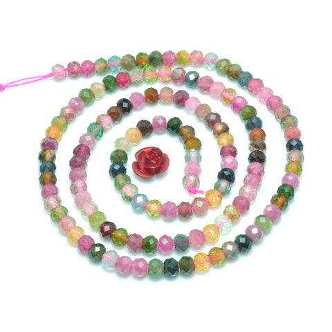 YesBeads Natural Watermelon Tourmaline faceted rondelle loose beads wholesale gemsotne jewelry making 15"