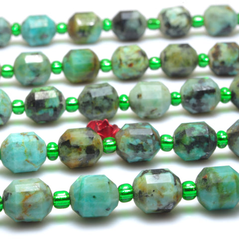 YesBeads Natural African Green Turquoise faceted double terminated point beads wholesale gemstone jewelry making 15"