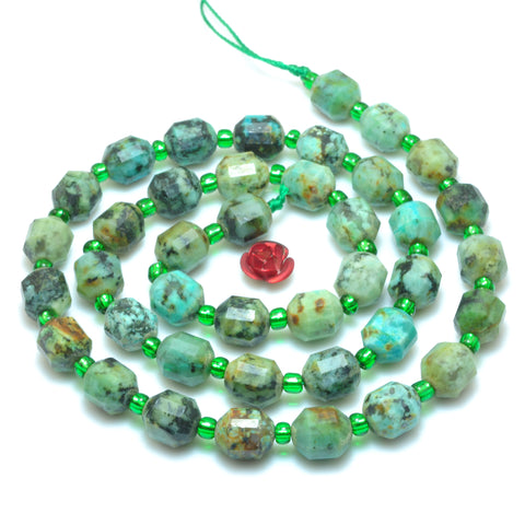 YesBeads Natural African Green Turquoise faceted double terminated point beads wholesale gemstone jewelry making 15"