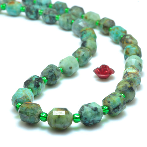 YesBeads Natural African Green Turquoise faceted double terminated point beads wholesale gemstone jewelry making 15"