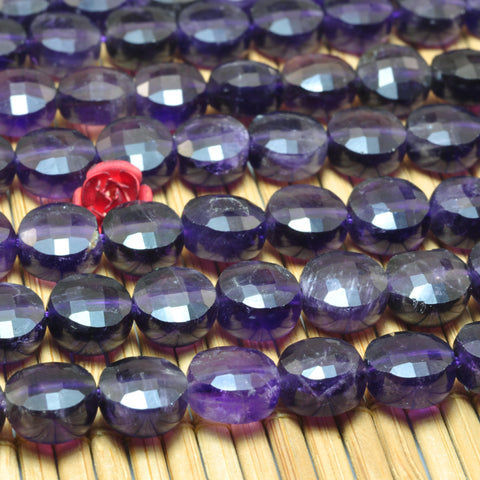 YesBeads Natural Dark Amethyst gemstone micro faceted coin loose beads wholesale jewelry making 15"