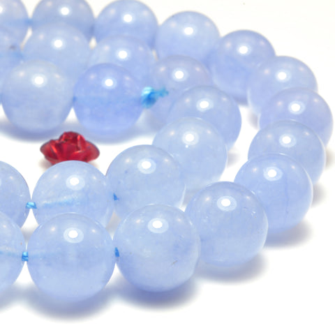 YesBeads Blue Jade smooth loose round beads wholesale gemstone semi precious stone wholesale jewelry making 15"
