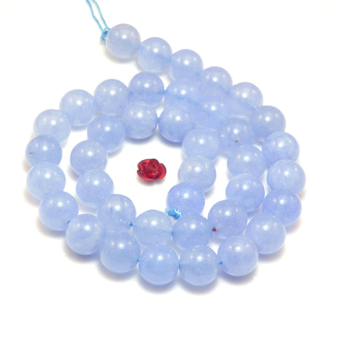 YesBeads Blue Jade smooth loose round beads wholesale gemstone semi precious stone wholesale jewelry making 15"
