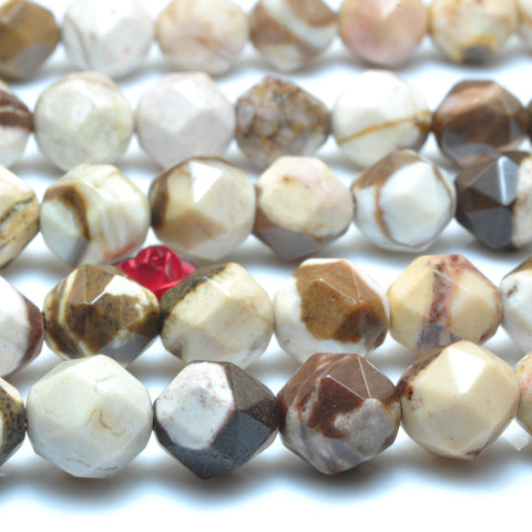 Natural Brown Zebra Jasper Diamond faceted round beads wholesale gemstone jewelry making