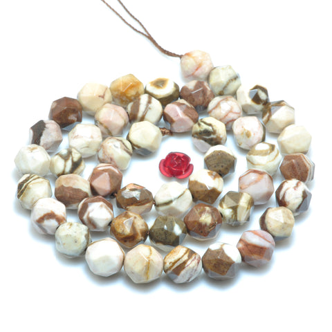 Natural Brown Zebra Jasper Diamond faceted round beads wholesale gemstone jewelry making