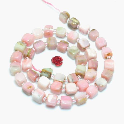 Natural Pink Opal smooth irregular square cube loose beads wholesale gemstones jewelry making 15"