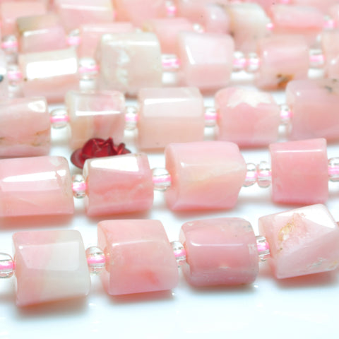 Natural Pink Opal faceted irregular tube loose beads wholesale gemstones semi precious stones jewelry making 15"