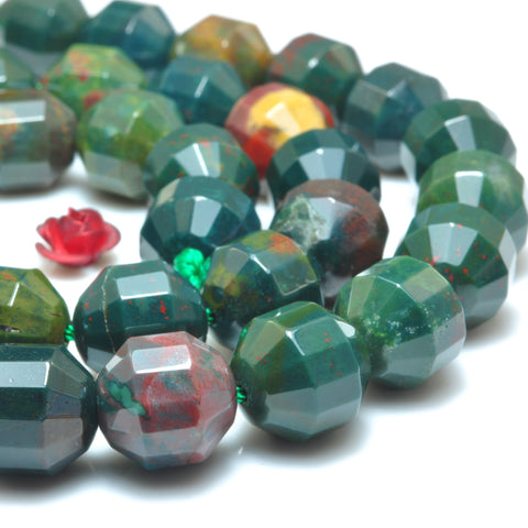 YesBeads Natural Green Bloodstone Heliotrope faceted double terminated point beads wholesale stones gemstone jewelry making