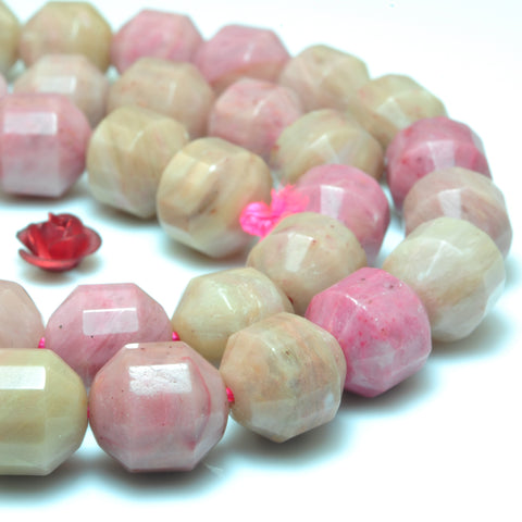 YesBeads Natural Pink Rhodonite faceted double terminated point beads wholesale loose gemstone jewelry