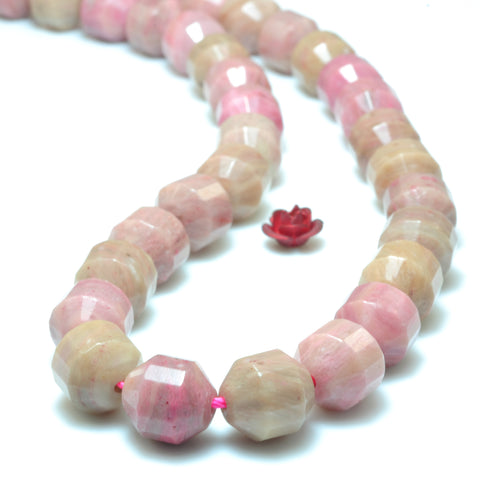 YesBeads Natural Pink Rhodonite faceted double terminated point beads wholesale loose gemstone jewelry