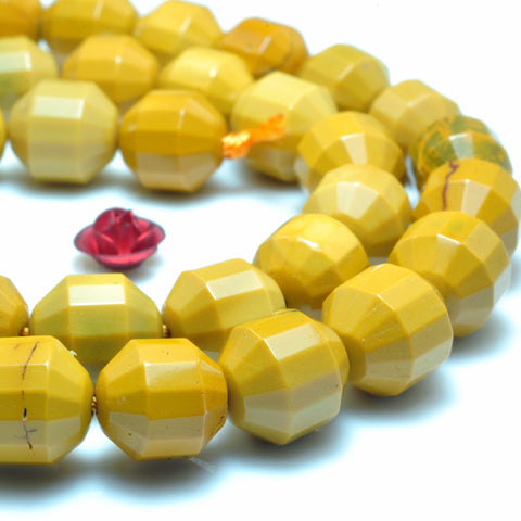 YesBeads Natural Yellow Mookaite faceted double terminated point beads wholesale loose gemstone jewelry