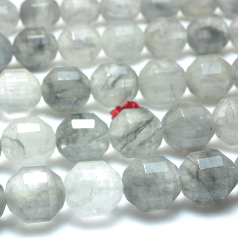 Natural Gray Rock Crystal faceted double terminated point energy prism beads wholesale gemstone jewelry making