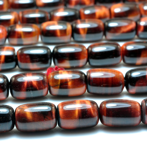 YesBeads Natural Red Tiger's Eye smooth barrel drum beads gemstone wholesale jewelry making diy 15"