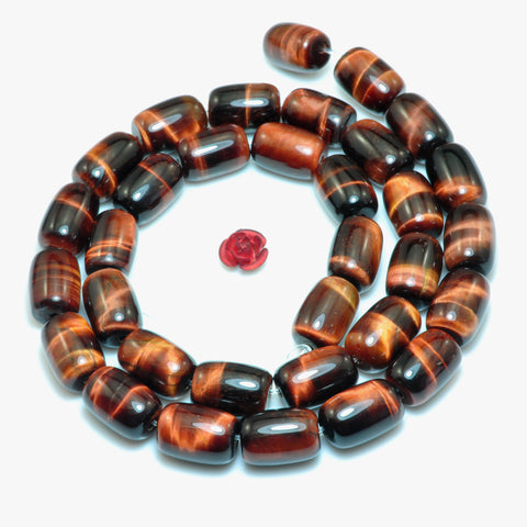 YesBeads Natural Red Tiger's Eye smooth barrel drum beads gemstone wholesale jewelry making diy 15"