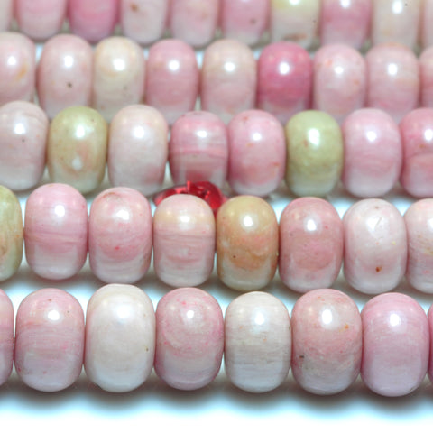 Natural Pink Rhodonite smooth rondelle loose beads wholesale gemstone jewelry making bracelet necklace diy