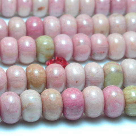 Natural Pink Rhodonite smooth rondelle loose beads wholesale gemstone jewelry making bracelet necklace diy