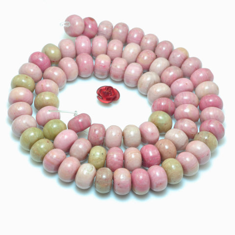 Natural Pink Rhodonite smooth rondelle loose beads wholesale gemstone jewelry making bracelet necklace diy